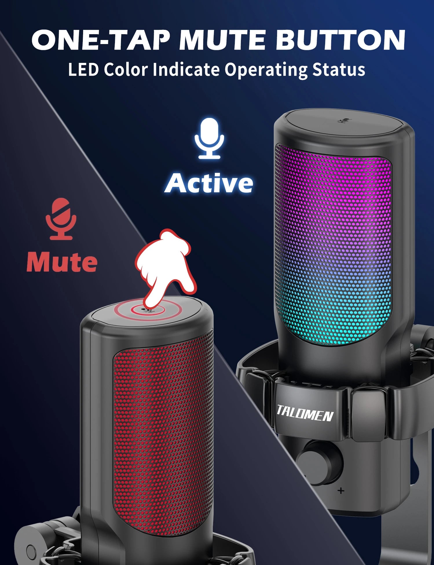 Talomen EYAS | Microphone USB pour PC, Podcast, Streaming, Enregistrement, Chat, PS4, PS5