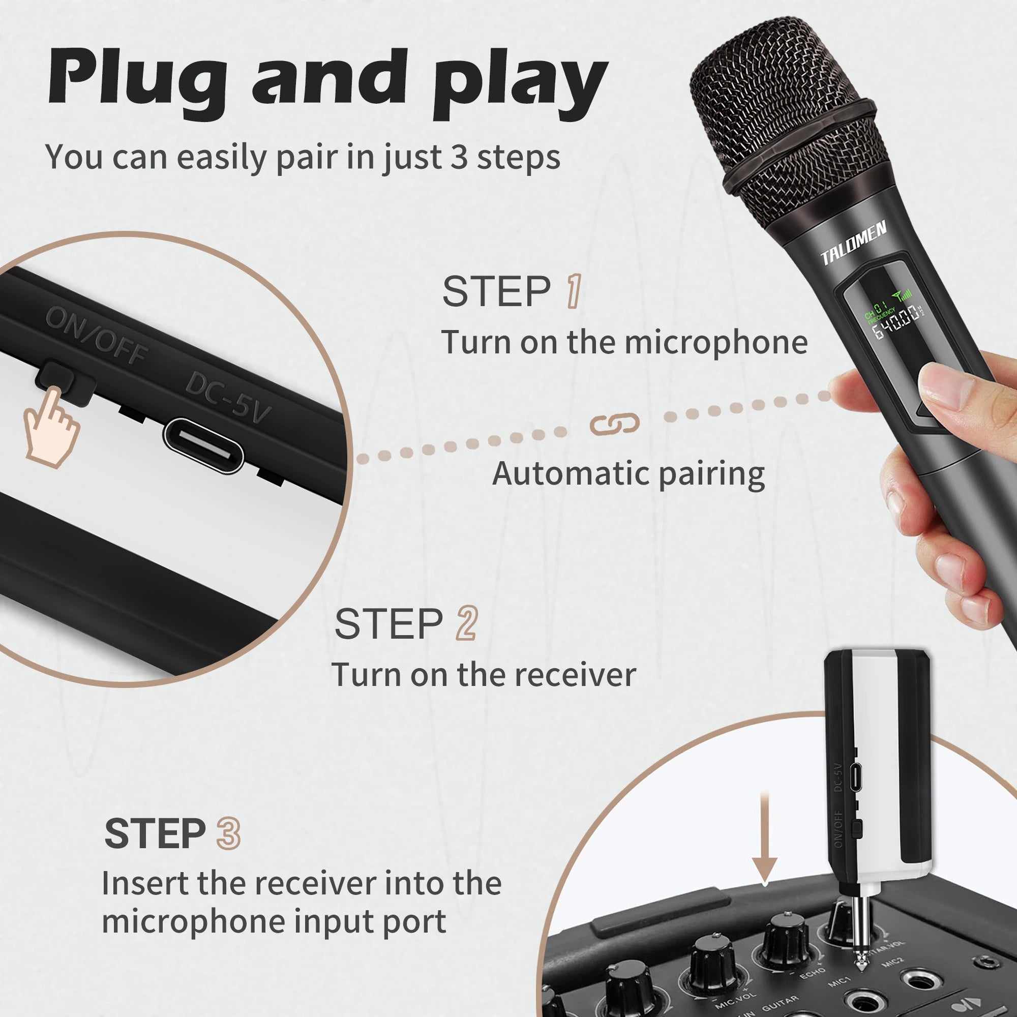 Talomen K60-2 | Ensemble de Deux Microphones à Main Dynamiques Sans Fil