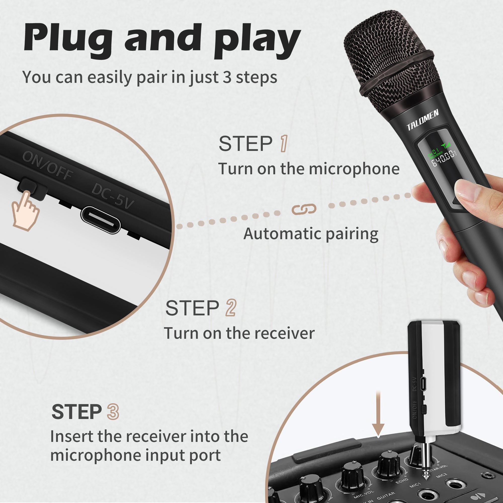 【🔥Nuovo set da 4 microfoni】 Microfono dinamico wireless Talomen