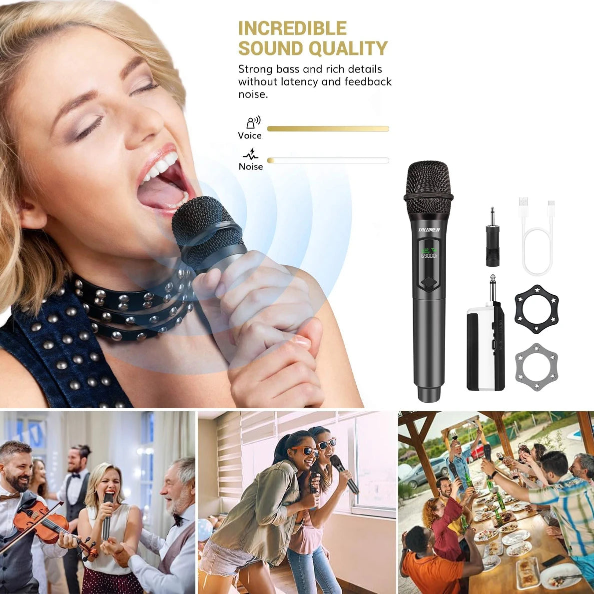 Talomen K60-2 | Ensemble de Deux Microphones à Main Dynamiques Sans Fil