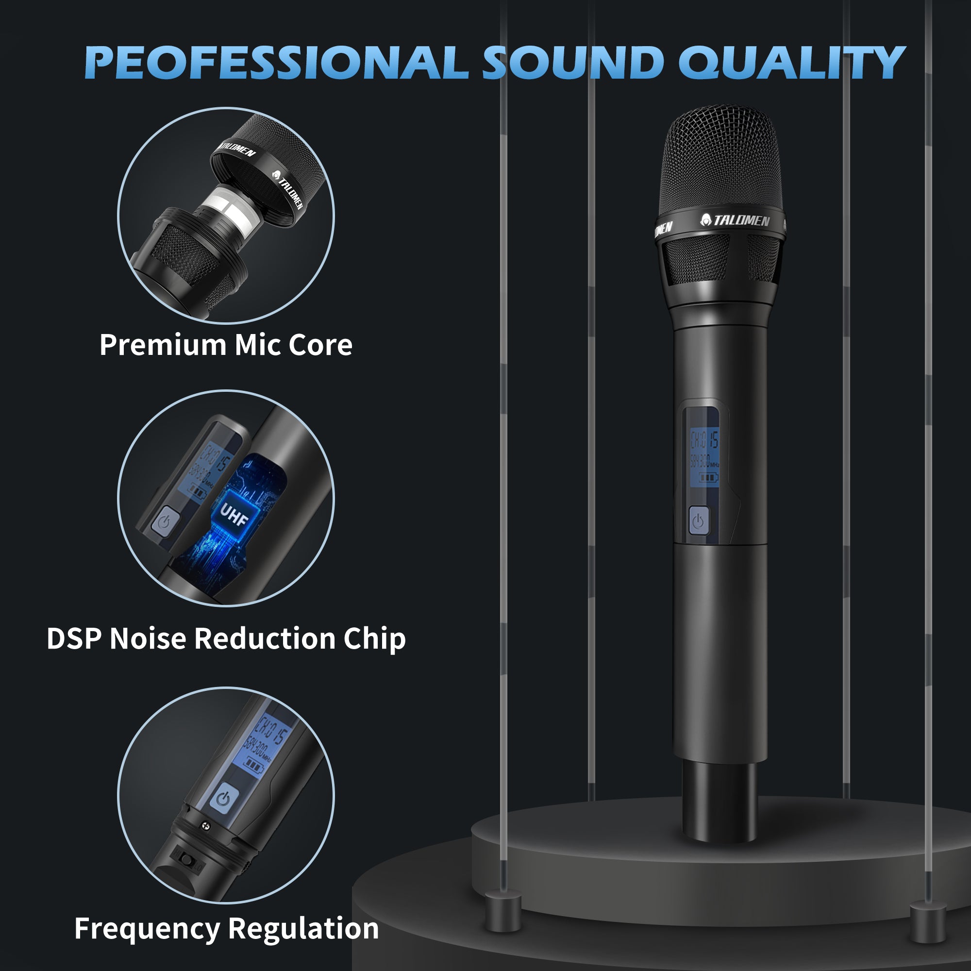 Talomen K120 | Système de microphone sans fil UHF professionnel