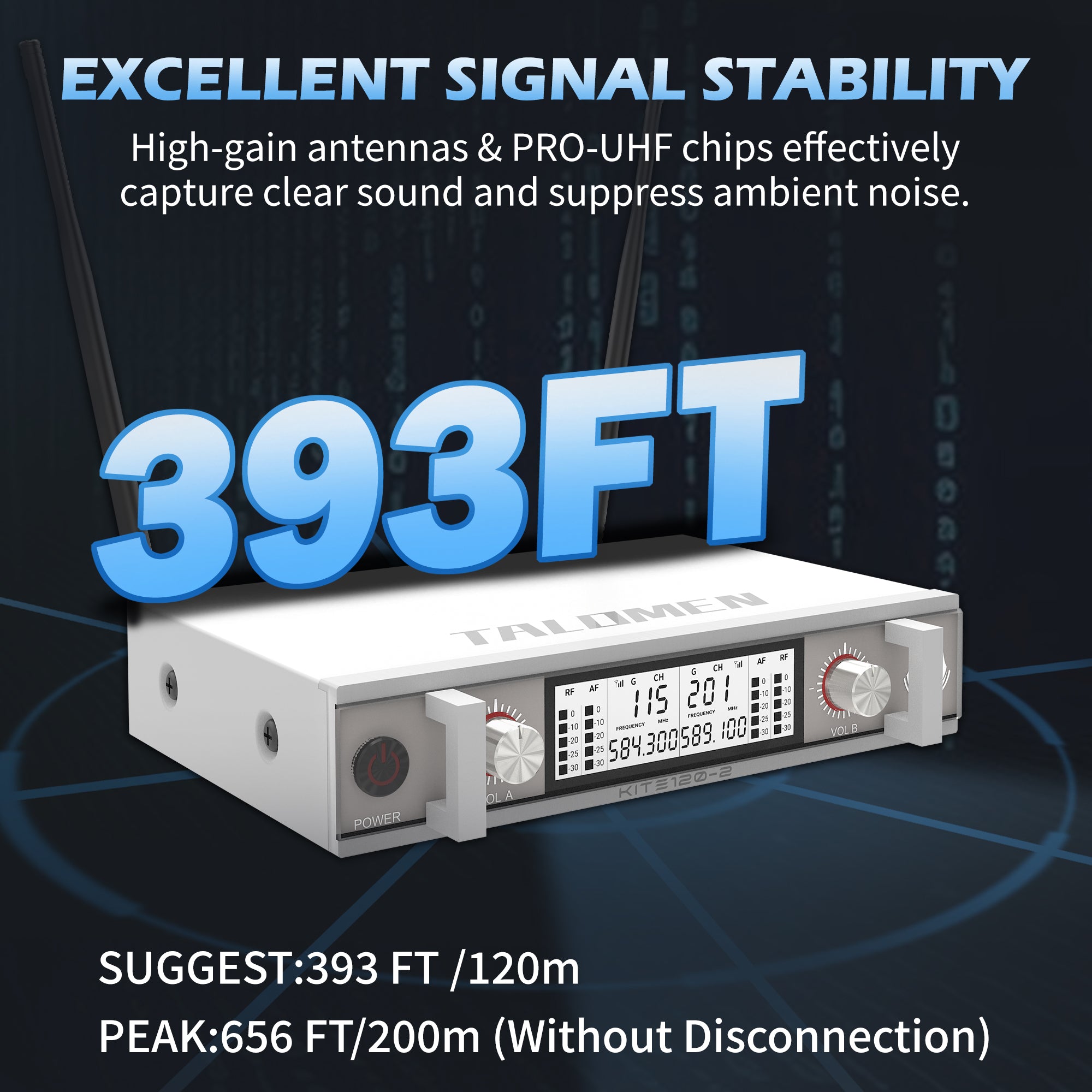 Talomen K120 | Système de microphone sans fil UHF professionnel
