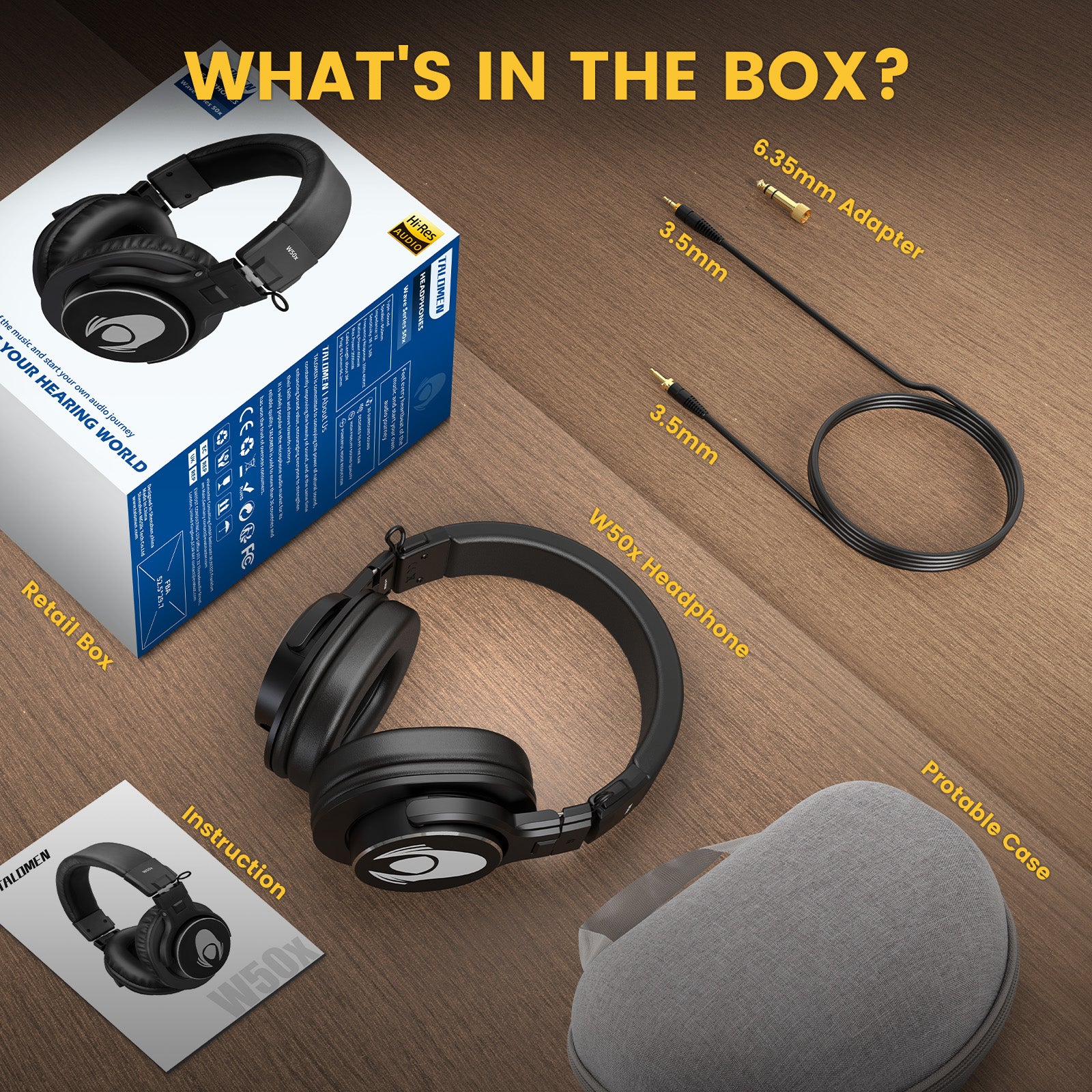 Talomen W50x | Professional Wired Closed-Back Headphone