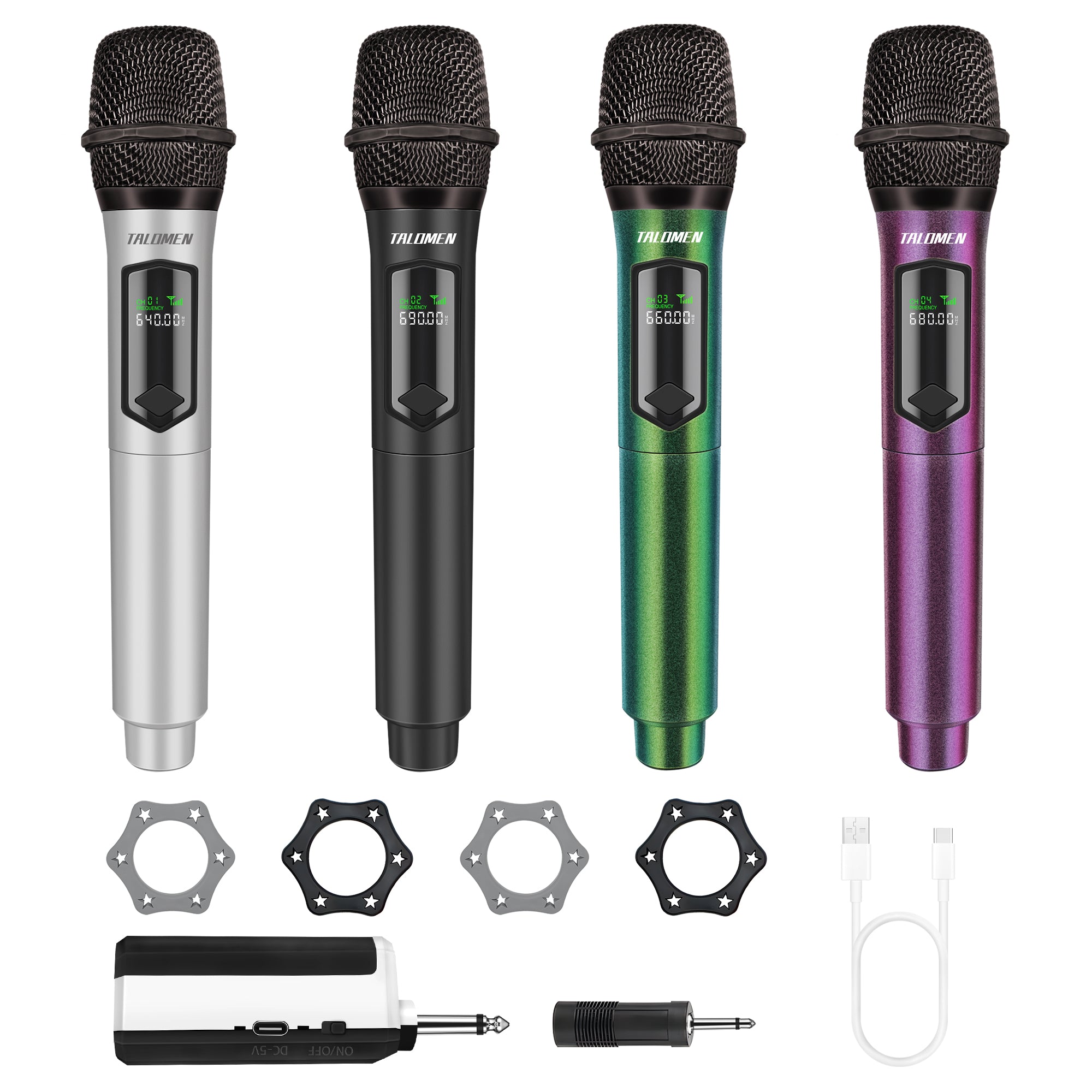 【🔥New 4-Mic Set】 Talomen Wireless Dynamic Microphone